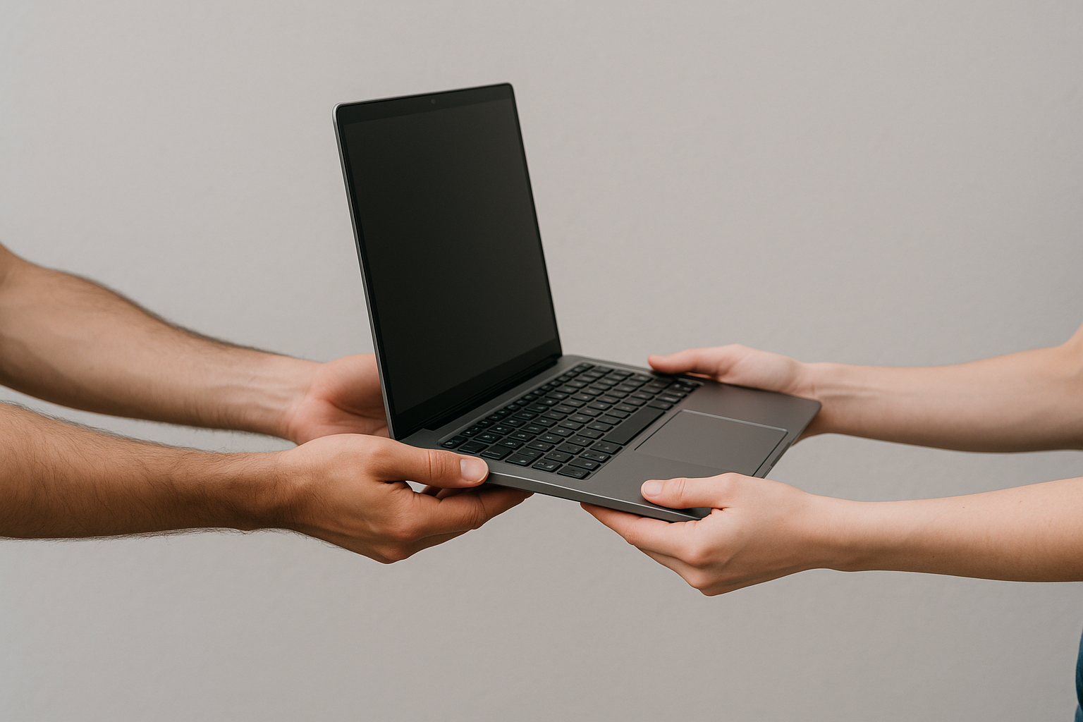 Photo d'un étudiant recevant un ordinateur